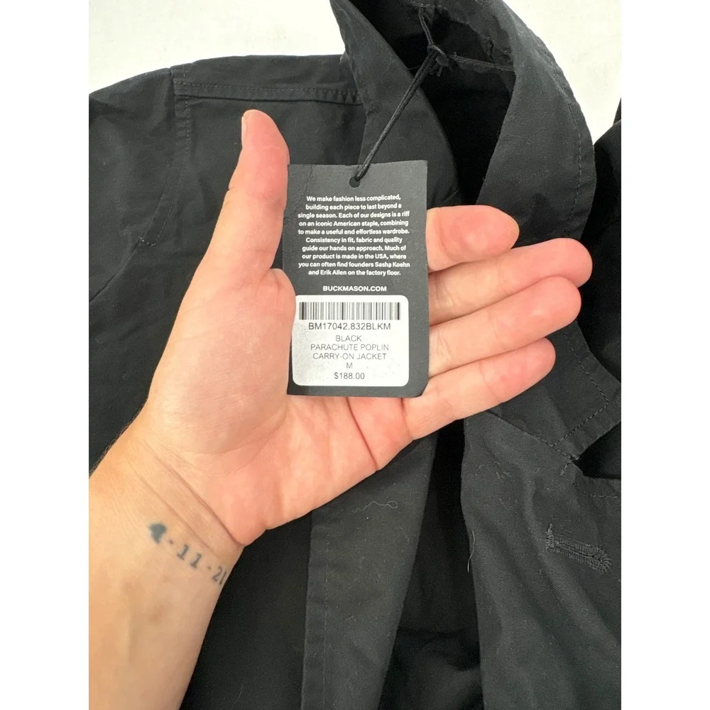 Buck Mason Black Parachute Poplin Carry-On Jacket Blazer Mens Medium NWT